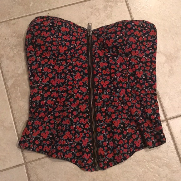 XS Jessica Simpson Bustier style zip up crop top - Picture 2 of 7